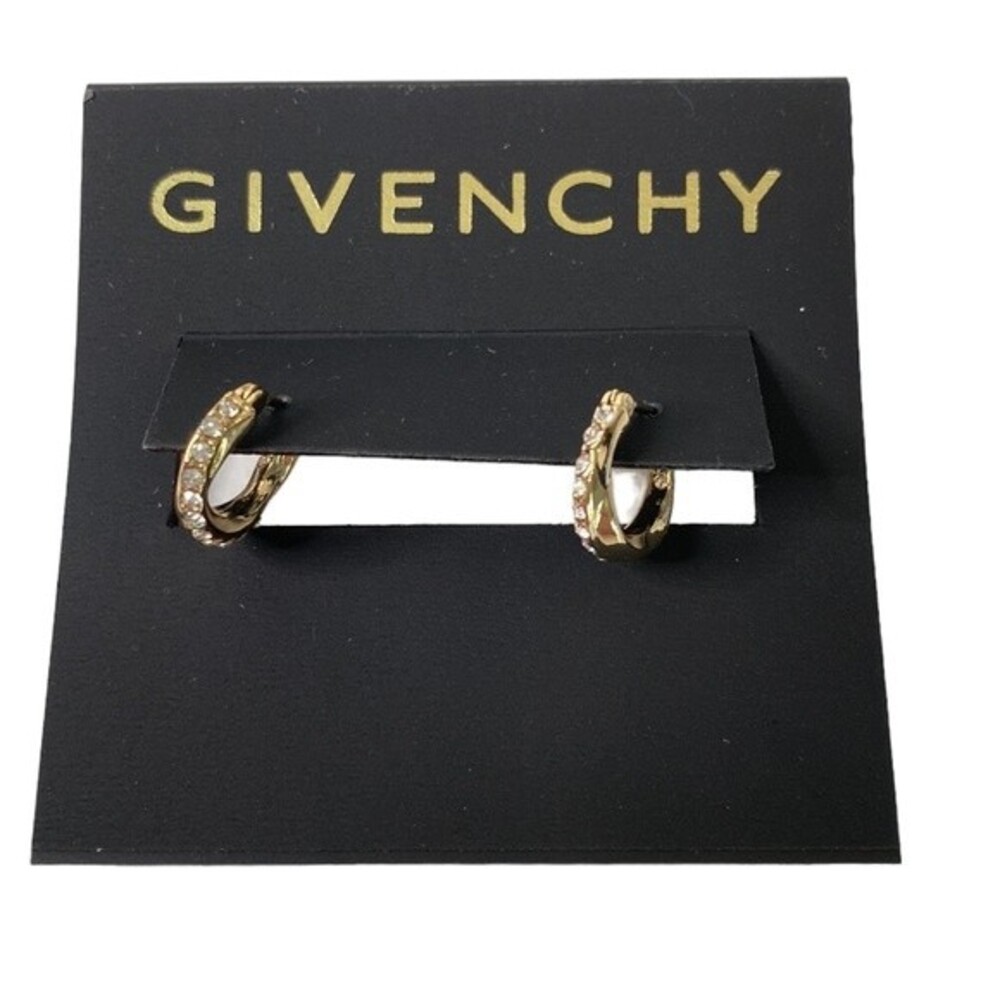 Givenchy Gold Tone Crystal Mini Huggie Hoop Earrings